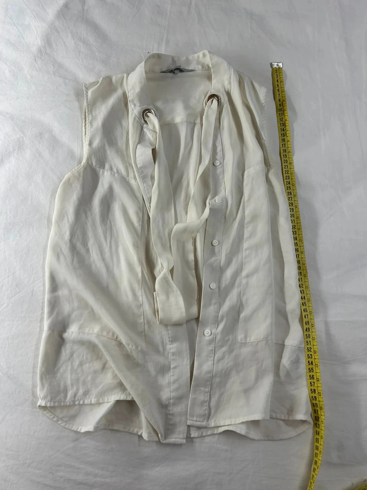 Cream beige short-sleeved blouse h&m – photo 2